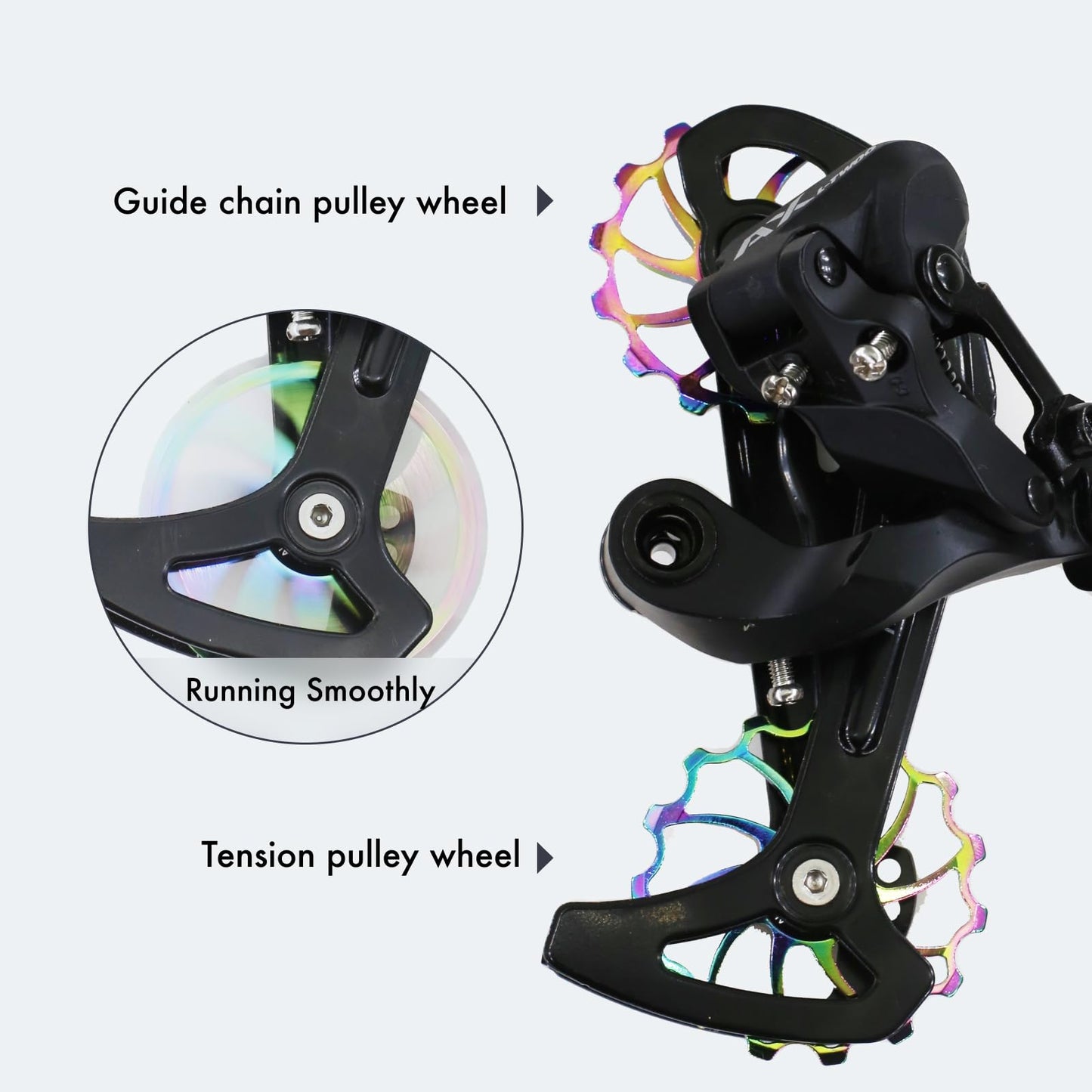 DJC Bike Ceramic Bearing Pulley Wheel 2pcs Guide Roller 11T 12T 13T 14T 15T 16T MTB Road Bike Rear Derailleur for Shimano for Sram Pulley oilslick (oilslick, 2pcs 11T)