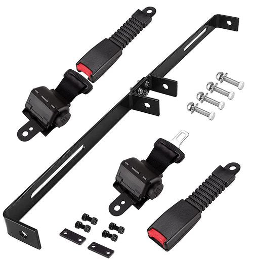 Dr.Acces Universal 2 Passenger Retractable Seat Belts and Bracket Kit for Club Car,EZGO Yamaha etc. Golf Cart