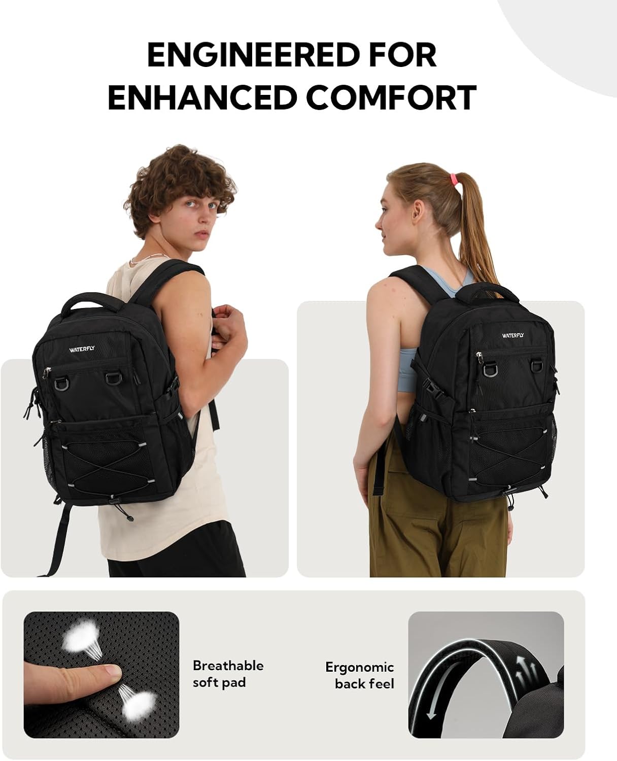 WATERFLY Lightweight 22L Travel Hiking Backpack - Versatile Casual Daypack for Men & Women