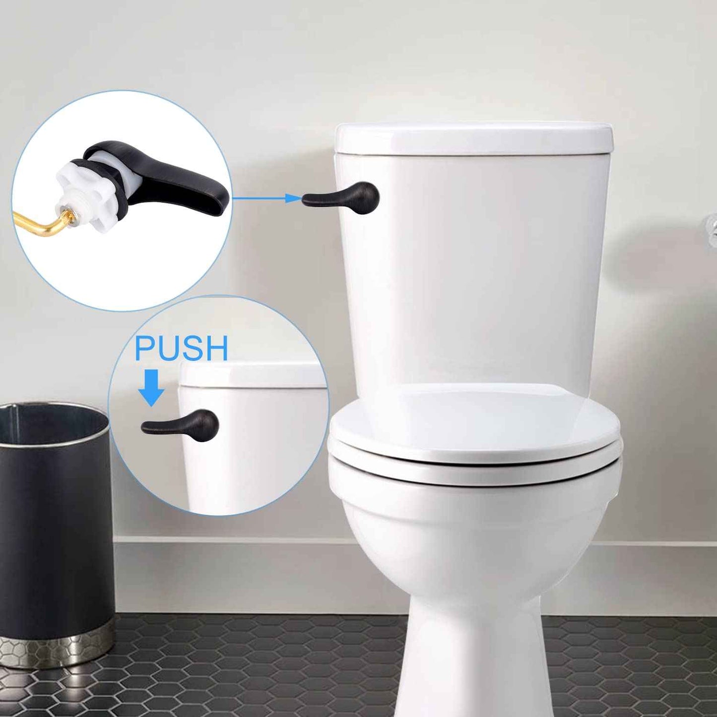 iFealClear 2 Pack Toilet Handle Replacement Kit, Universal Front Mount Tank Flush Lever Replacement, Solid Brass Trip Lever Fits Most Toilets, Oil Rubbed Bronze