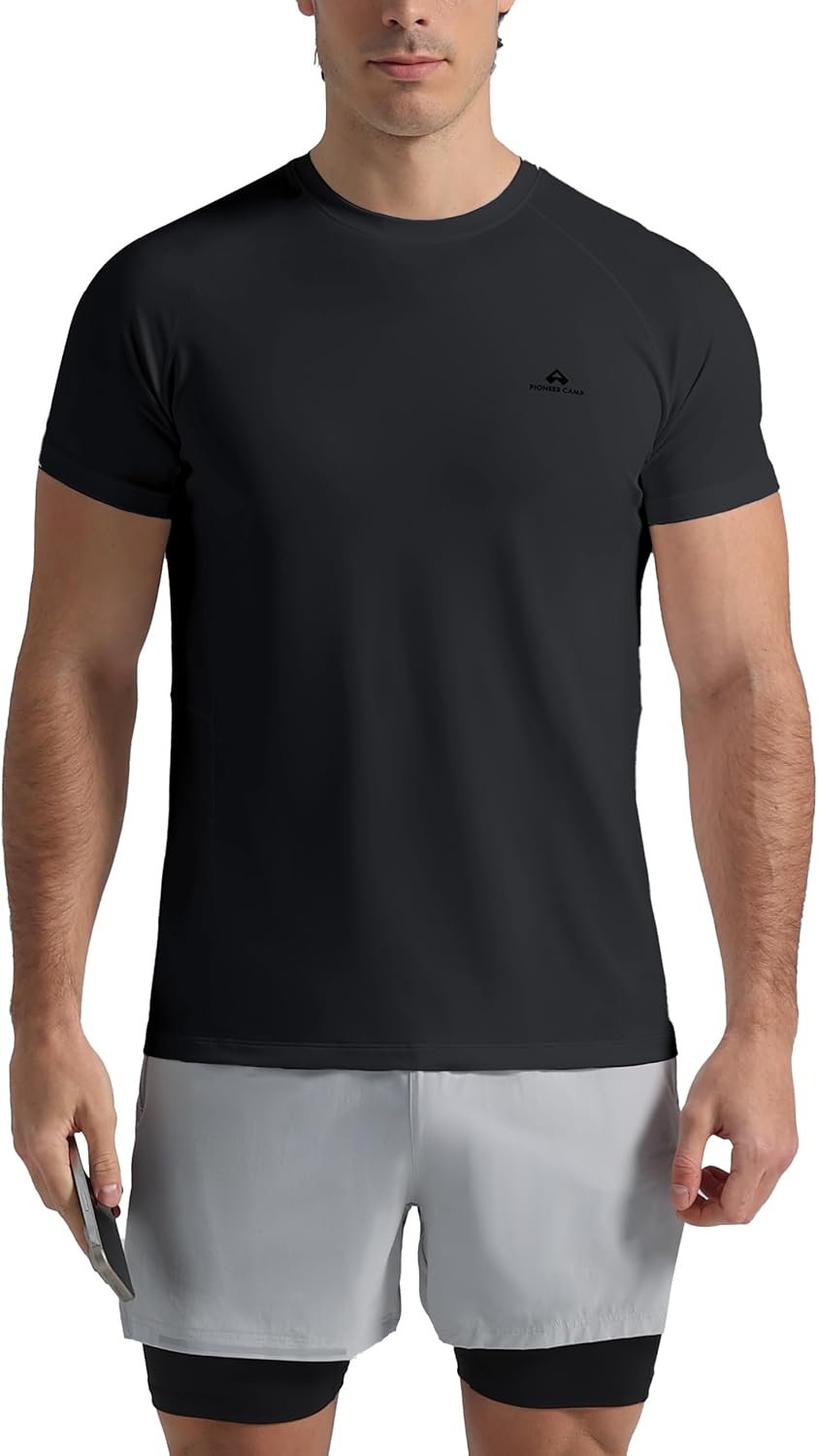 Pioneer Camp Men's Moisture-Wicking Running Shirt - UPF 50+ Short Sleeve Athletic Top