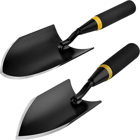 XFSPYY Garden Hand Trowel Set, Carbon Steel with Rubber Grip, Heavy Duty for Digging and Planting, Black, 2-Pack