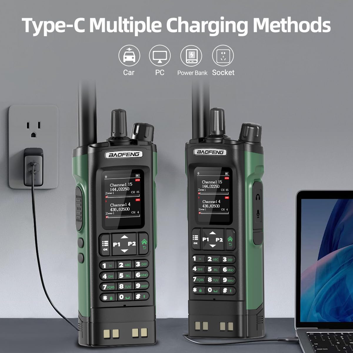BAOFENG Radio DM32 DMR Radio Ham Radio Handheld Long Range Walkie Talkies Rechargeable 2500/3800mAh Battery GPS DM-32UV Digital Emergency NOAA Weather 5RM Tactical Radio for Survival Gear Hunting