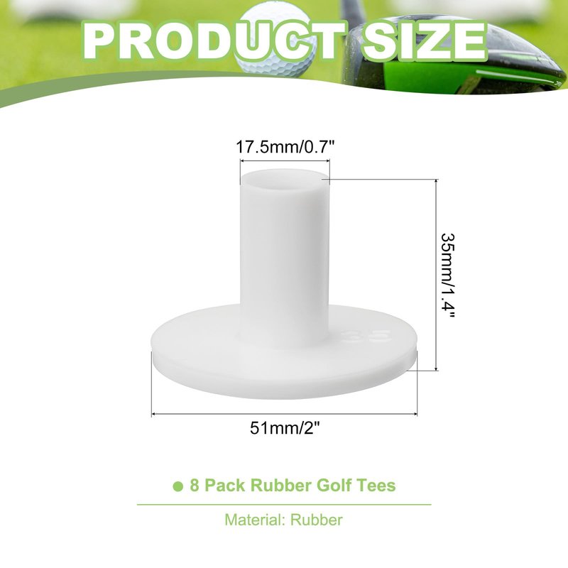 PATIKIL Rubber Golf Tee, 8 Pack 1.4 Inch Golf Practice Tees Training Driving Range Tee Stable Golf Ball Holder for Outdoor Indoor Hitting Mat Golf Mat, White