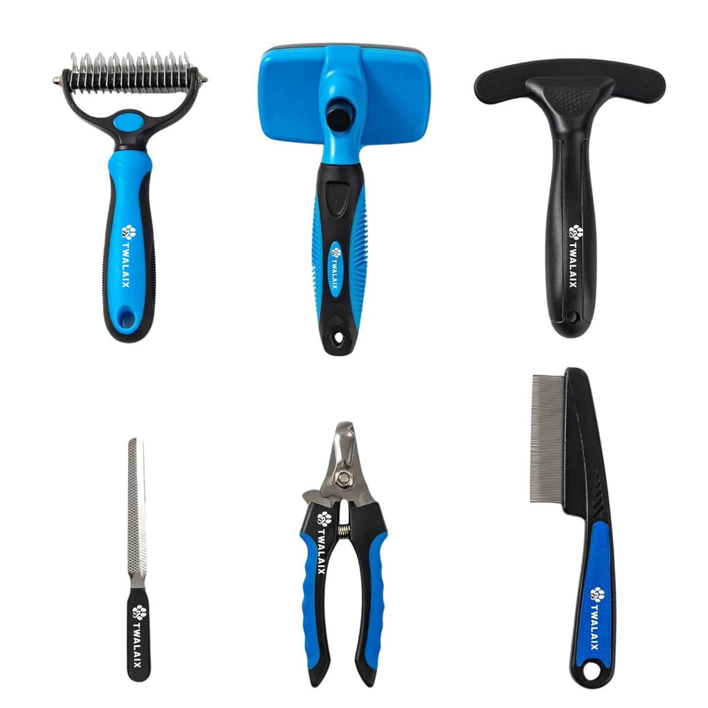 Skiennix 6-In-1 Pet Grooming Kit - Deshedding Brush, Nail Clipper & More for All Coat Types