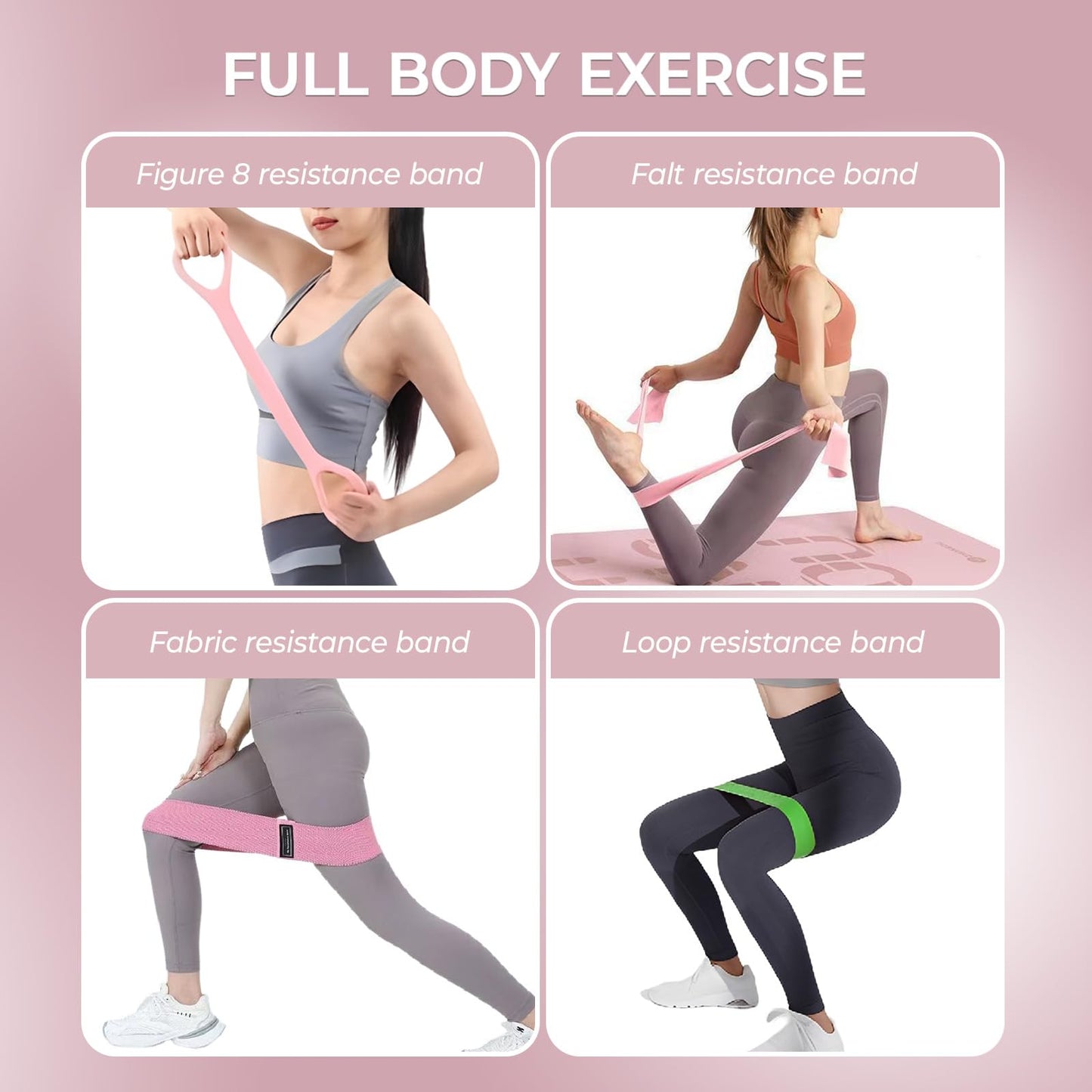 Kovixsc Resistance Band, Pilates Band,Work Out Bands for Women,Figure 8 Resistance Band, 14-Set Professional Exercise Bands for Pilates, Yoga, Home Gym, Booty, Leg Training with Workout Bands Guide