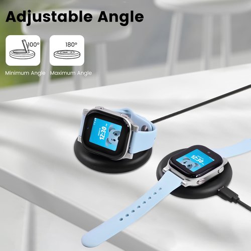 Compatible with AT&T Amigo Jr Watch Charger, Foldable Magnetic Charger Stand Dock with 3.12ft Type-C to Type-C Cable (Black-2)