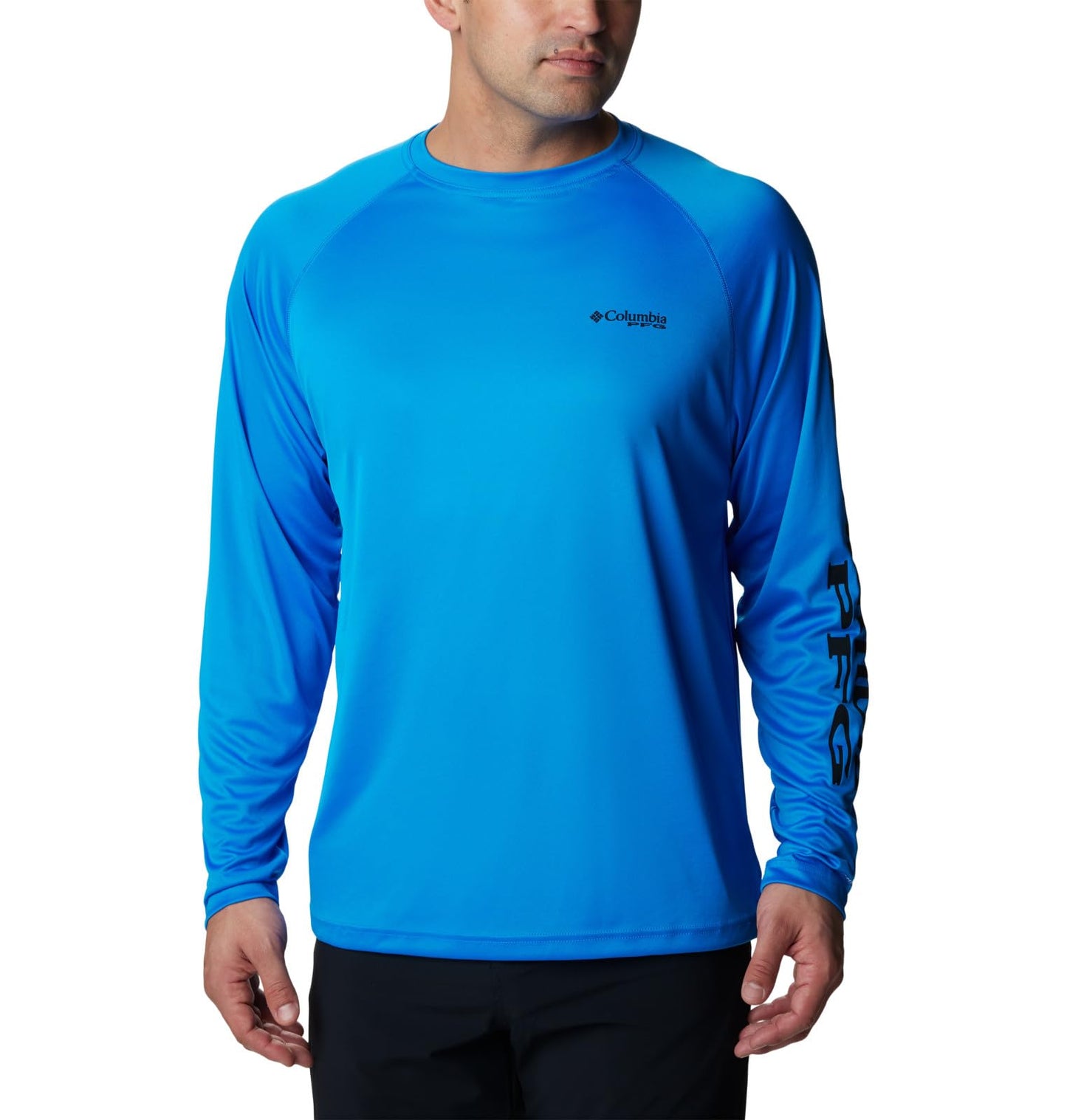Columbia Men's Terminal Tackle Long Sleeve Shirt, Hyper Blue/Black Logo, 5X Big
