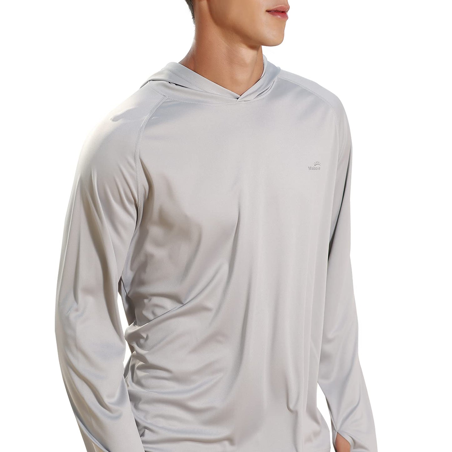 Men's UPF 50+ UV Sun Protection Hoodie Long Sleeve Rash Guard Hiking Fishing Swim T Shirt (Grey, L)
