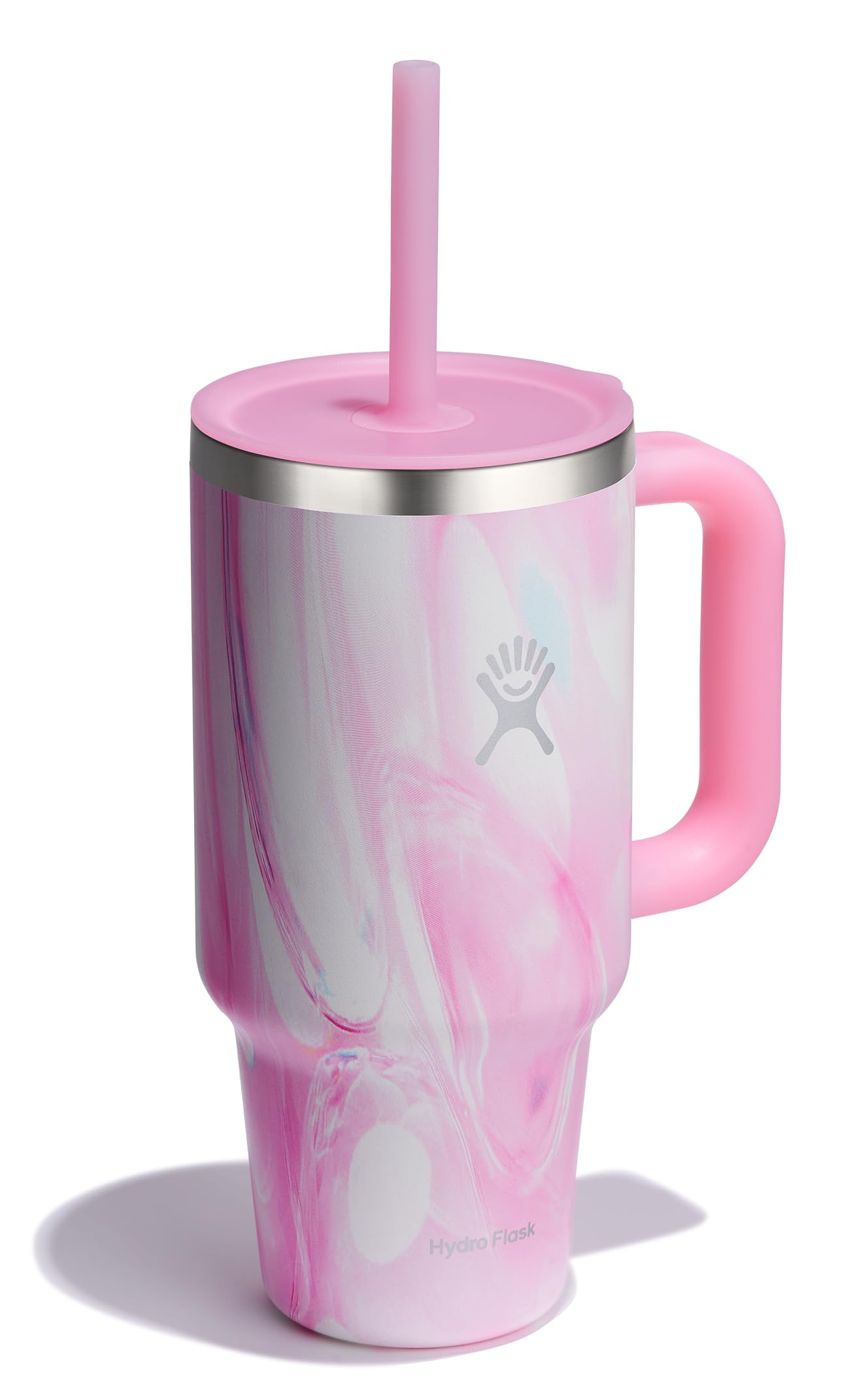 Hydro Flask 32 Oz Travel Tumbler with Handle, Lid and Straw - Insulated Stainless Steel in 32 Oz Jelly Pink