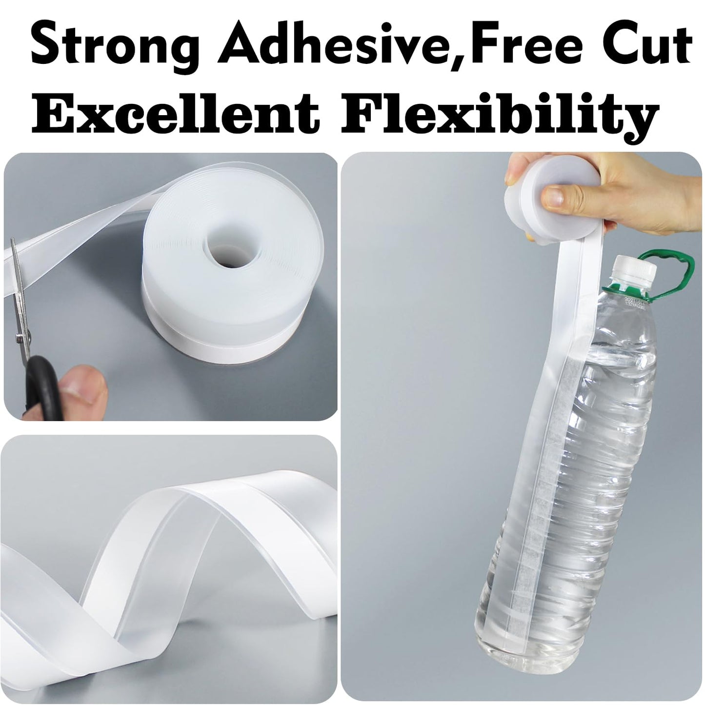 Silicone Seal Weather Stripping Tape 16.5 Feet Strip Bottom Draft Insulation Stopper Tape Weatherproof Soundproof for Door or Window Bathroom Shower Glass Gaps（45mm*5m）