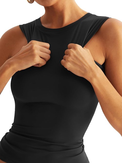 Eachyes Women's Racerback Tank Top - High Neck Fitted Sleeveless Design for Summer Outfits | Comfortable Fit