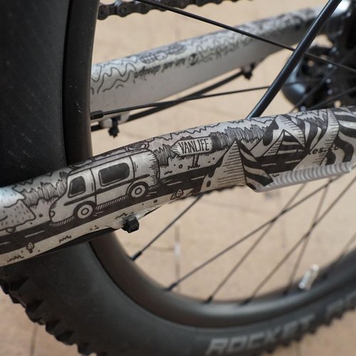 Riesel Design - Bike Rear Triangle Frame Protection Tape, for Chainstays and Seatstays, Protection Against Scratches and Abrasions - Easy Installation, No Tools Required - Chain:Tape 3000 - Vanlife