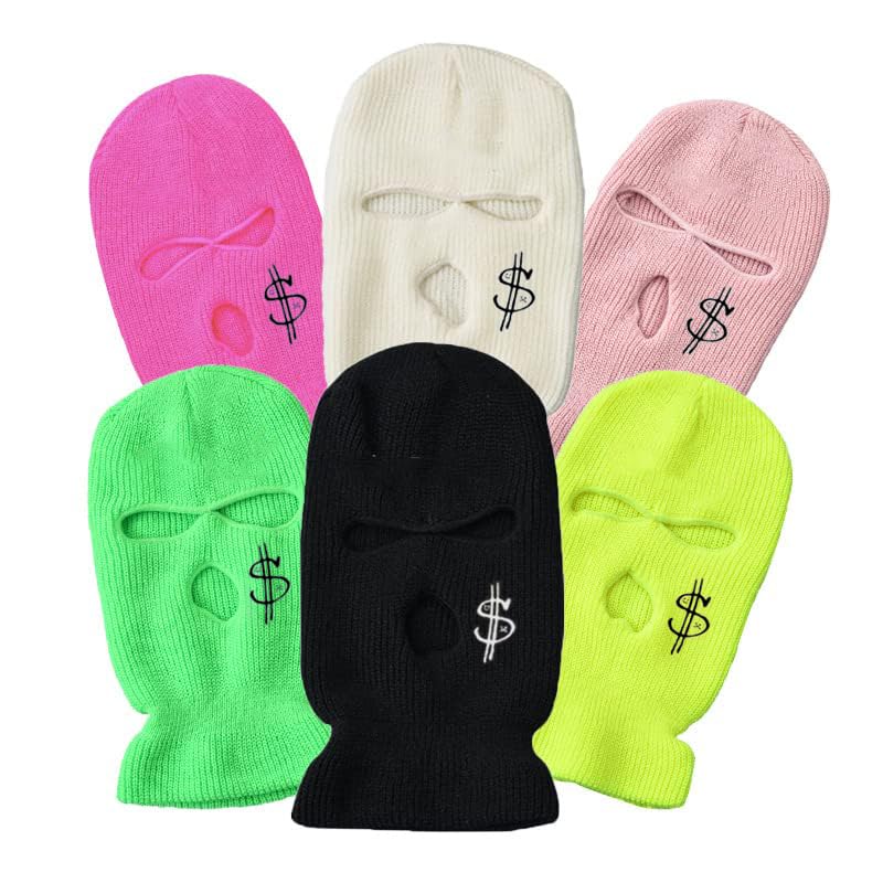 Warm Knit Balaclava Ski Mask - 3 Hole Full Face Mask, Pink