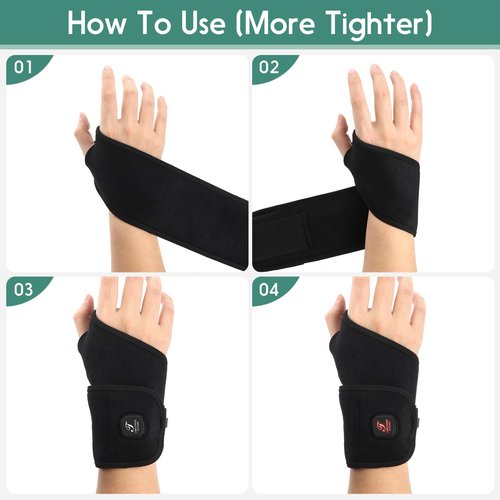 Telepepe Heated Wrist Wrap Cordless, Wrist Heating Pad for Pain Relief, 3000mAh Rechargeable Wrist Warmers for Men Women, 3 Heat Levels Carpal Tunnel Wrist Brace with 30 Mins Auto-off (Black)