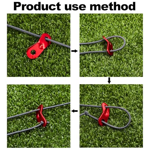 20 Pcs Aluminum Rope Tensioners Guyline Cord Adjusters - Red