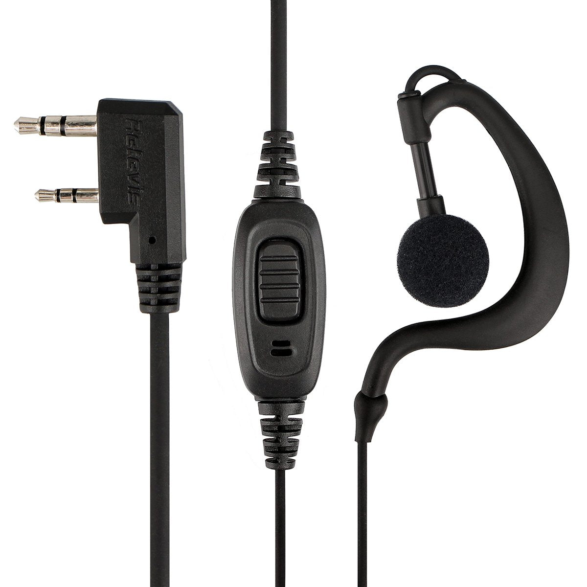 Retevis 2 Way Radio Earpiece, C-Type Earhook, 2 Pin, for RT22 RT68 RT21 H777H H-777, Compatible with Pxton, BAOFENG BF-T26/BF-888S, Kenwood Walkie Talkies, Walkie Talkie Earpiece with Mic(2 Pack)