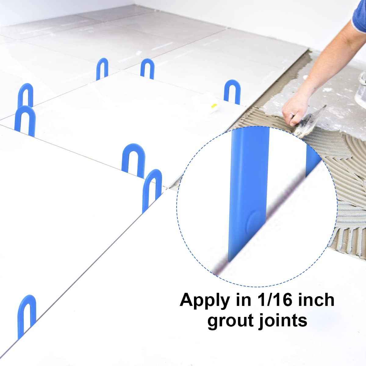 DGSL Tile Leveling System Tile Spacers 1/16 Inch, 500 pieces Horseshoe Shim U Shape Plastic Tile Leveling Clips for Various Types of Tile Leveling (Blue)