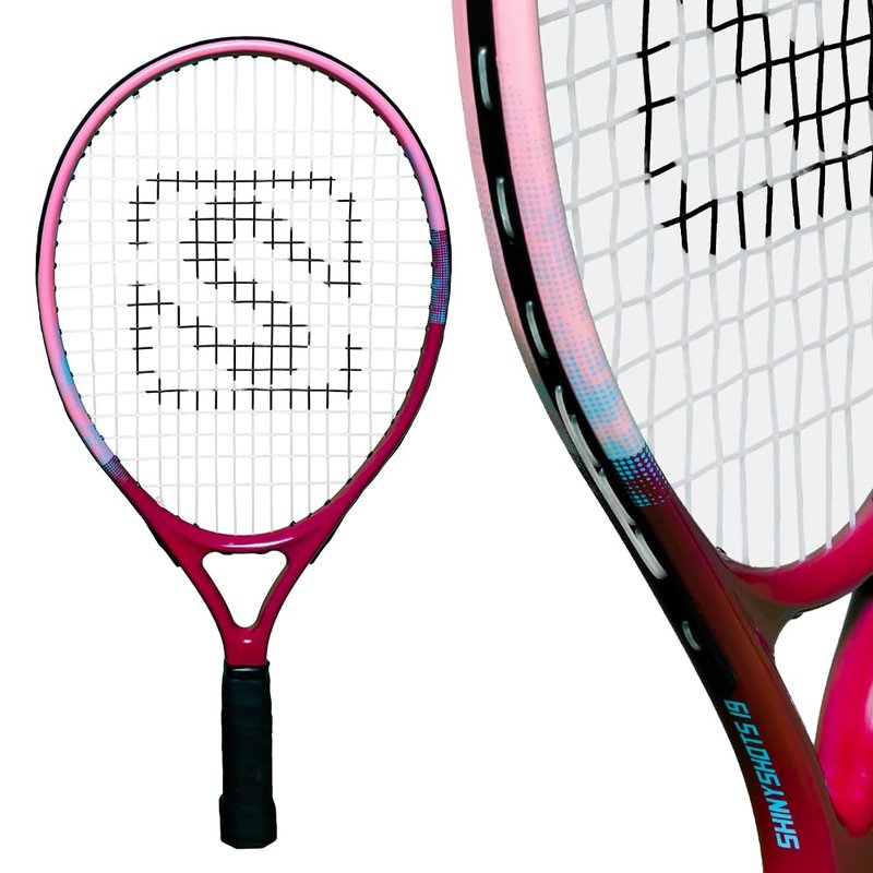 Shiny Shots 19-Inch Kids Tennis Racket - Lightweight Junior 19 inch Tennis Racket for Ages 4-6, Durable Aluminum with Kid-Sized Grip, & Big Sweet Spot