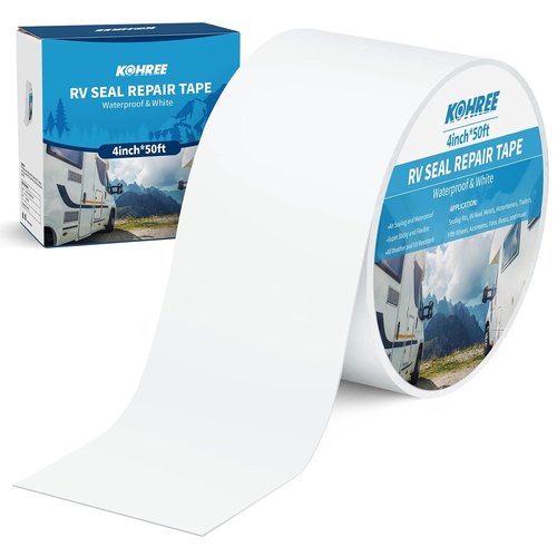 Kohree RV Sealant Tape - 4 Inch x 50 Foot Waterproof White Tape for RV, Boat & Window Repairs