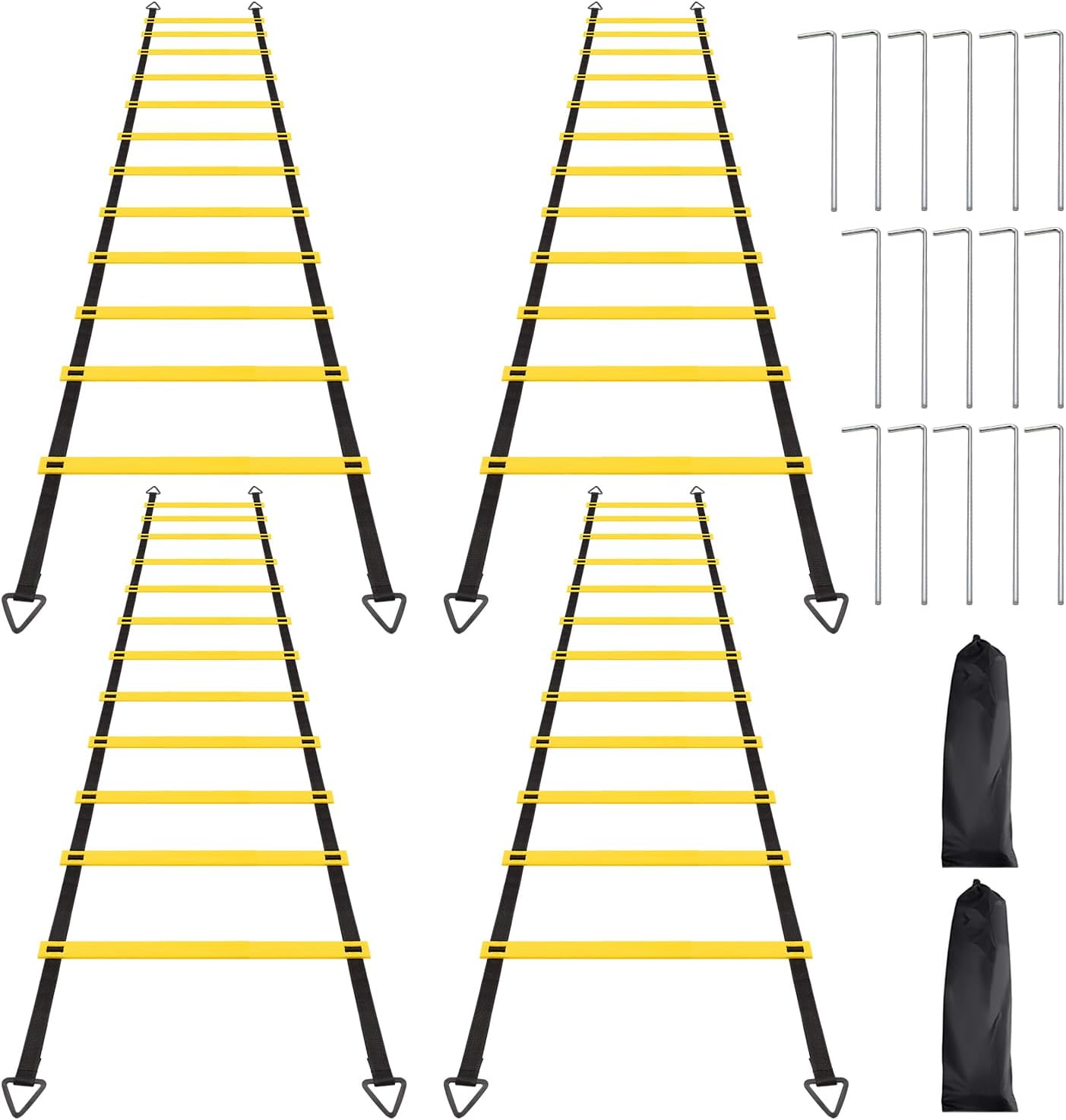 Skiennix Agility Ladder Set - 12 Rungs with Steel Stakes & Carry Bag for Speed Training | Soccer Fitness