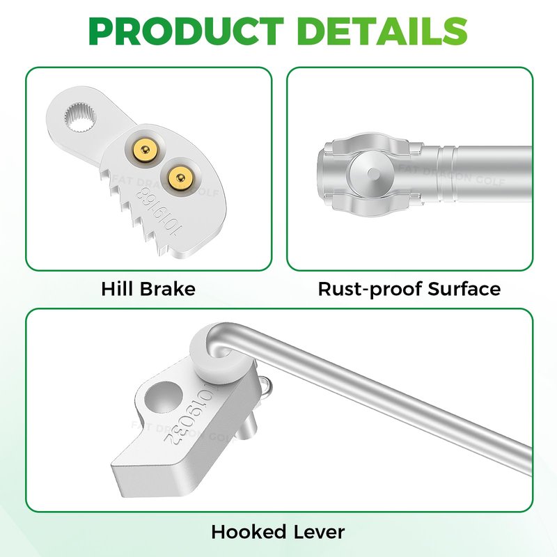 Panglong Golf Cart Park Brake Latch Kit-Aluminum, Ds Parking Break Rod with Pawl, Club Car Park Brake Latch Kit Fits 1995-UP Club Car DS and Carryall, OEM# 101187702, 1017322, 101985-01, 1011877-02