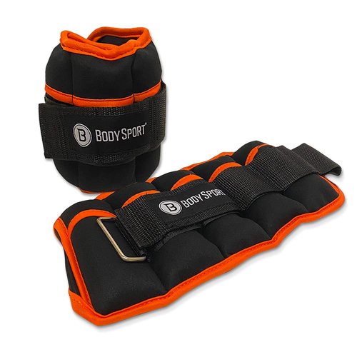 Body Sport Adjustable Ankle Weights for Men & Women, 1 lb.-5 lb., Customizable Weight Sets for Resistance Training (Orange)
