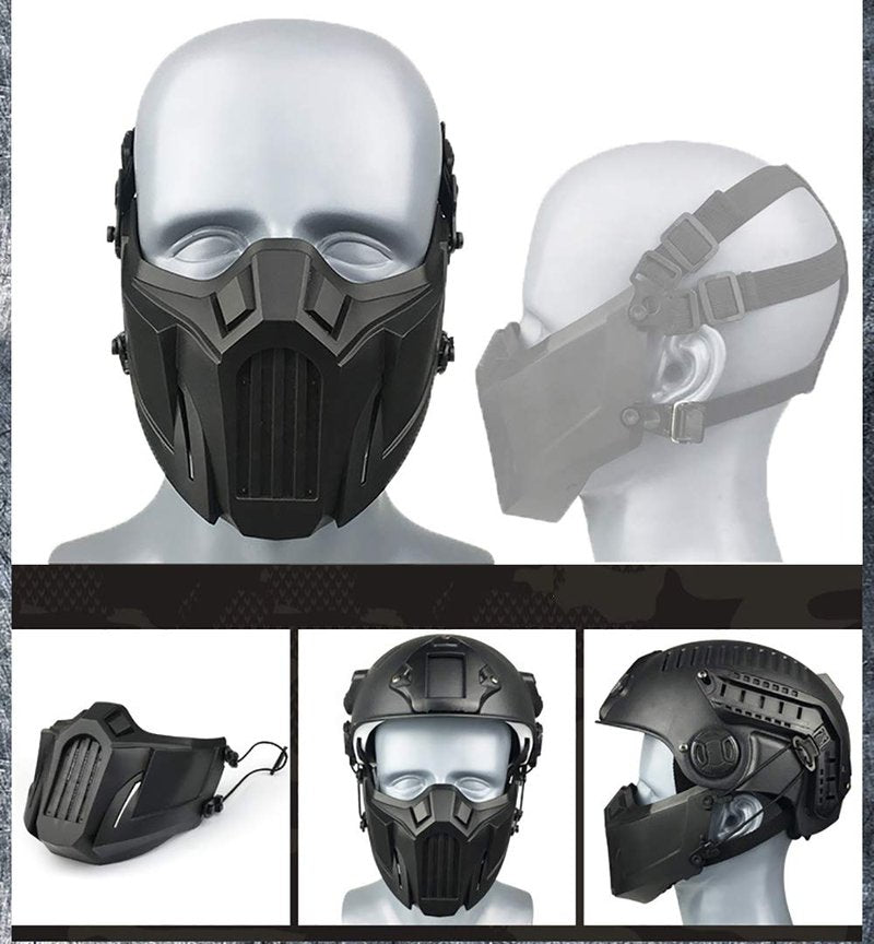 AOUTACC Airsoft Half Face Masks, Creative Half Face Protective Mask Outdoor Game Costume Sports Masks for Adult Men Women CS Hunting Paintball (Black)