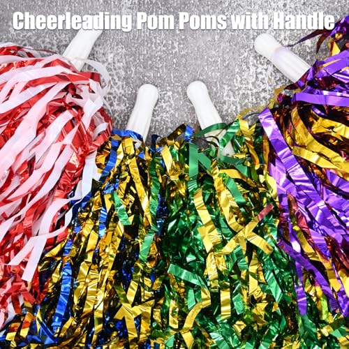 Cheerleading Pom Poms with Handle - 2 Pcs Red-White