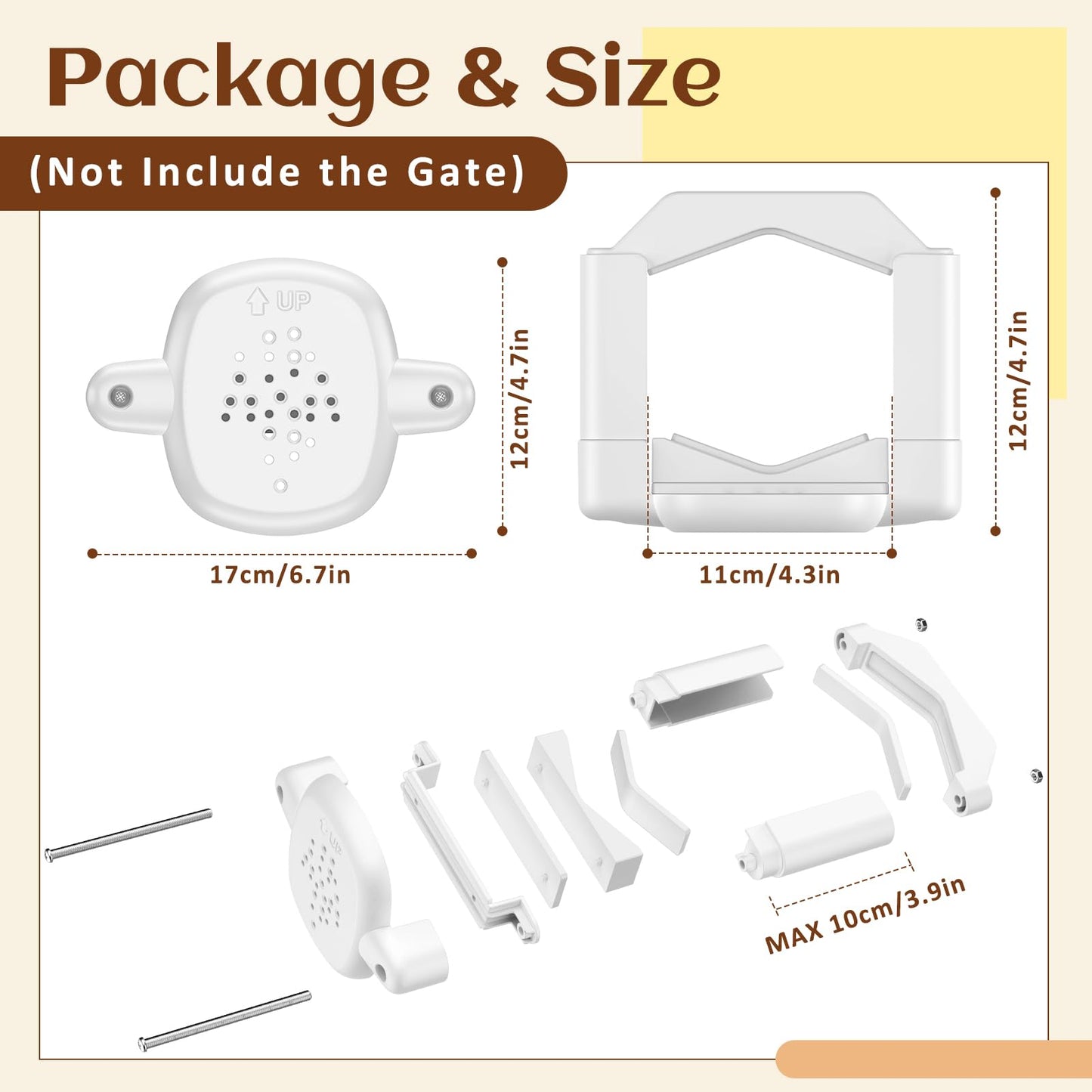 Baby Gate Banister Adapter：2Pcs Baby Stair Gate Kit Stair Post Fitting Kit Babys Gates for Stairs, Safety Stair Adapter Fit for Stair Gate Against Stairs Posts (Not Include The Gate)