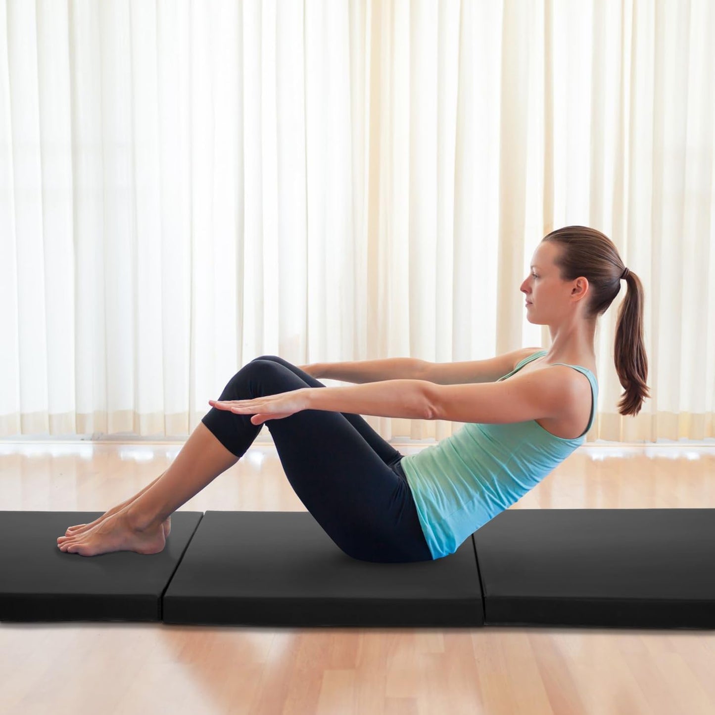 Skiennix Yoga Mat - Thick 2-Inch Workout Flooring for Home Gym | Foldable Foam Mat for Exercise & Pilates