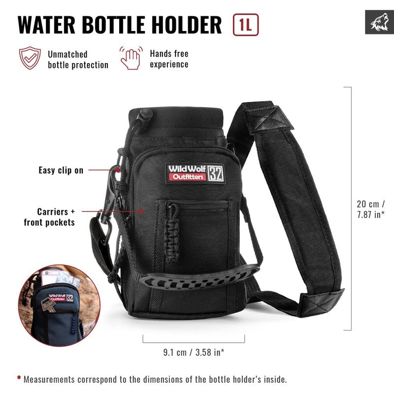 Wild Wolf Outfitters Water Bottle Holder for 32 ounce Bottles - Carry, Protect and Insulate Your Flask with This Military Grade Carrier w/ 2 Bundle with Water Bottle Holder for 64 ounce Bottles
