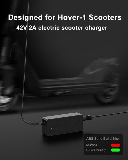 VHBW 42V 2A Electric Scooter Charger, Compatible with Hover-1 36V Battery Scooters (Highlander, Dynamo, Gambit, Helios & More), 5.5×2.5mm DC Round Plug, Not Compatible with 29.4V or 3-Prong/XLR Models