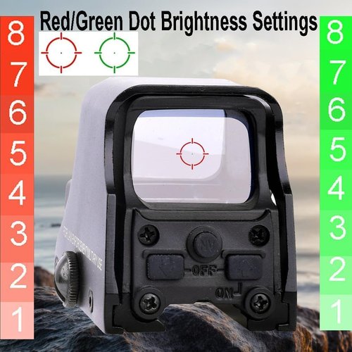 Holographic Sight 552/553 - Red/Green Dot Sight with 5 Brightness Levels | 20mm Rail Mount, Black, Metal/Plastic, Water-Resistant, Shockproof