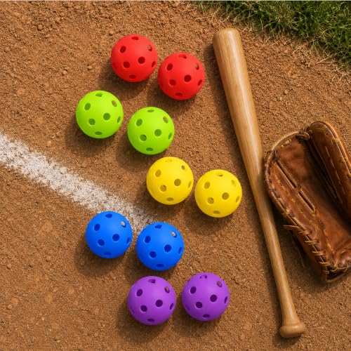 40 Pack Plastic Baseball Practice Balls for Training Indoor Outdoor - Lightweight Soft Balls with Drawstring Bag