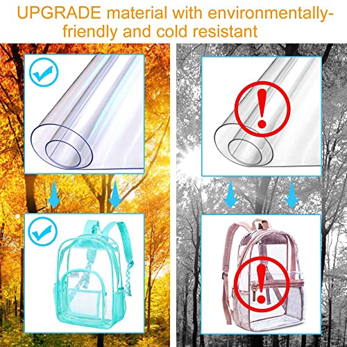 KLFVB 3PCS Clear Green Backpack See-Through Bookbag - 16x12x6 in (Fg Clear Green)