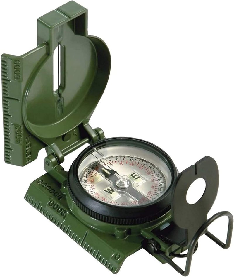 VETERIS US Military Style Phosphorescent Waterproof Lensatic Compass Accurate Hand Held Compasses with Pouch for Hiking Camping Navigation Survival Backpacking Orienteering