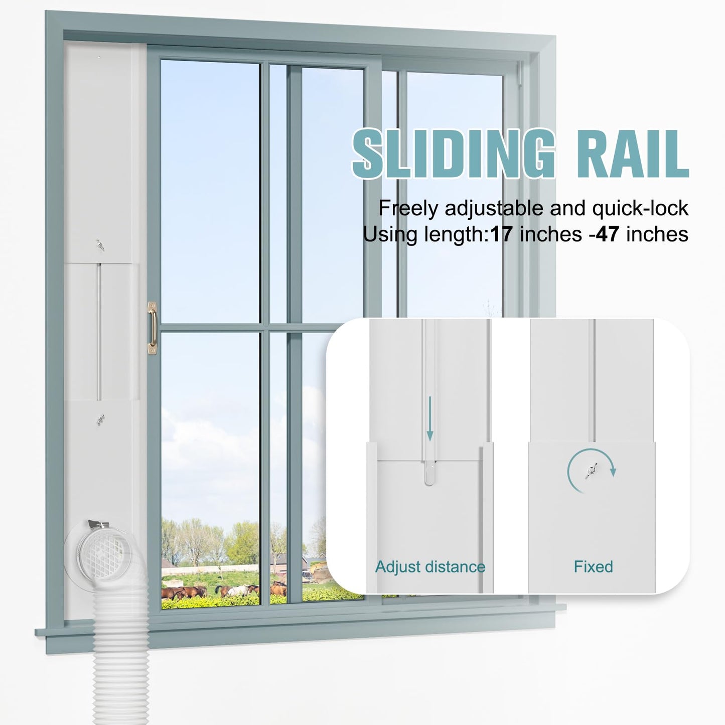 HOXHA Window Duct Kit Dryer Window Vent Kit for 4” Ducting Dryer Vent Hose, Sliding Window Vent Kit Fit with Dryer, Inline Duct Fans, Grow Tents