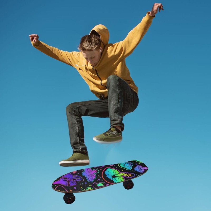 SDMKA Psychedelic Mushrooms Skateboard Grip Tape 9" x 33" Bubble Free Waterproof Skateboard Grip Tape Sheet Non Slip Griptape for Skateboard Longboard