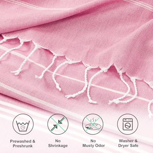 Turkish Beach Towel - 36"x71" Quick Dry Sand-Free - Pink