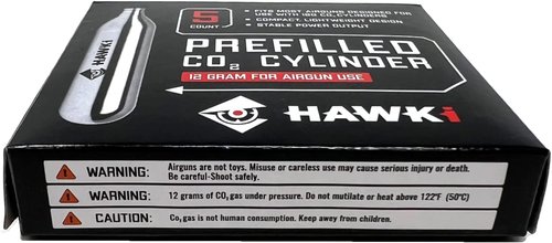 Hawki 12 Gram CO2 Cartridges - Ideal for Air Guns, BB Guns, Airsoft Pistols & Paintball Gear
