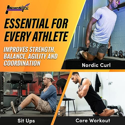 NordStick Nordic Hamstring Curl Strap - Portable Exercise Set - Black & Grey