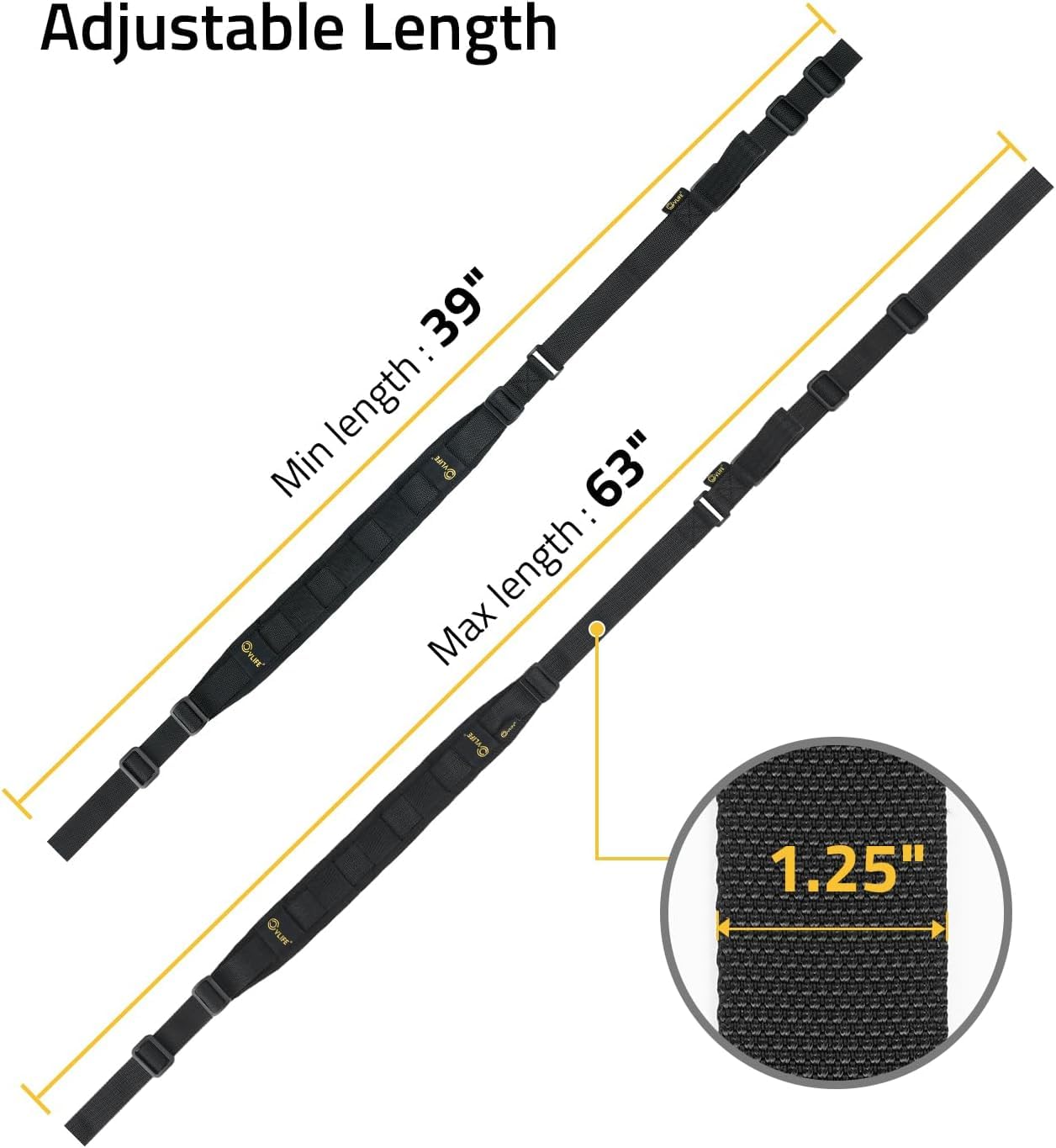 CVLIFE Two Point Sling Quick Adjust Rifle Sling Removable Wide Shoulder Pad Gun Sling with Elastic Sentry Strap and Sling Swivels