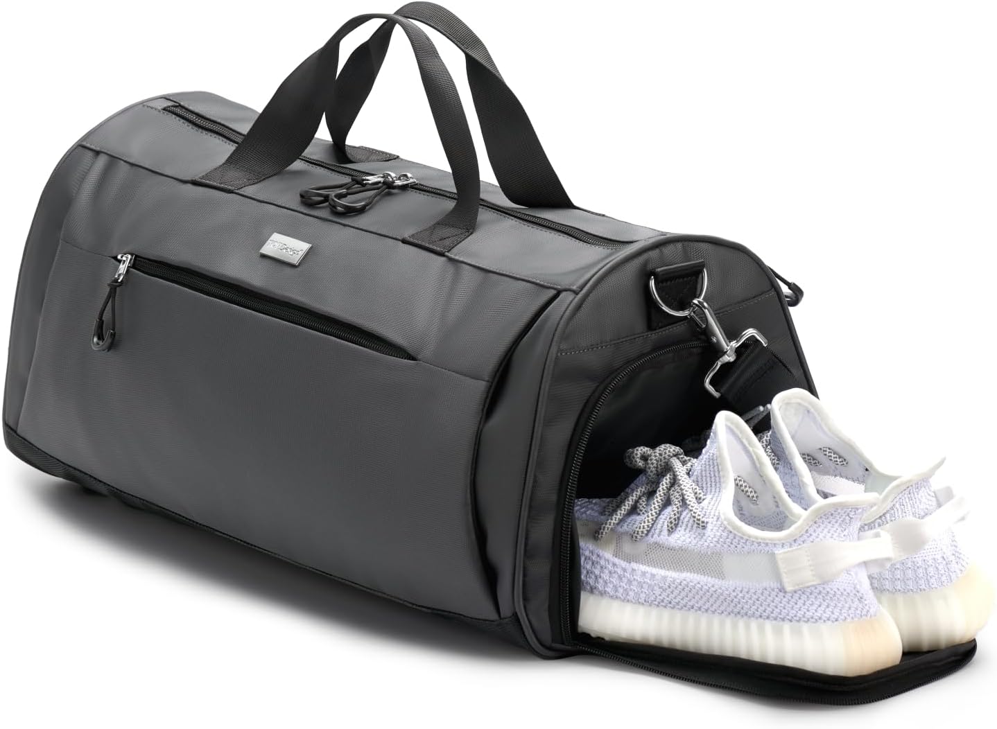 TOPDesign Gym Bag - Unisex Duffel with Shoe Compartment & Wet Pocket for Travel | Light Grey