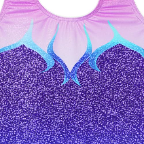 Shiny Girls Gymnastics Leotard - Ballet Outfit for Toddlers - Pink Purple Flame