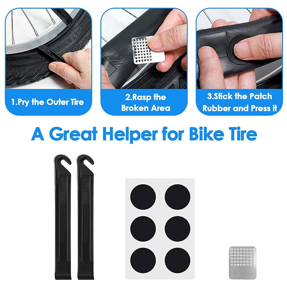 WOTOW Bike Tire Repair Kits, Waterproof Bicycle Saddle Bag & 120 Psi Mini Pump & 16 in 1 Multifunctional Bike Tyre Lever & Self Adhesive Patch Portable Repair Cycling Tool Set for Riding Mountain BMX