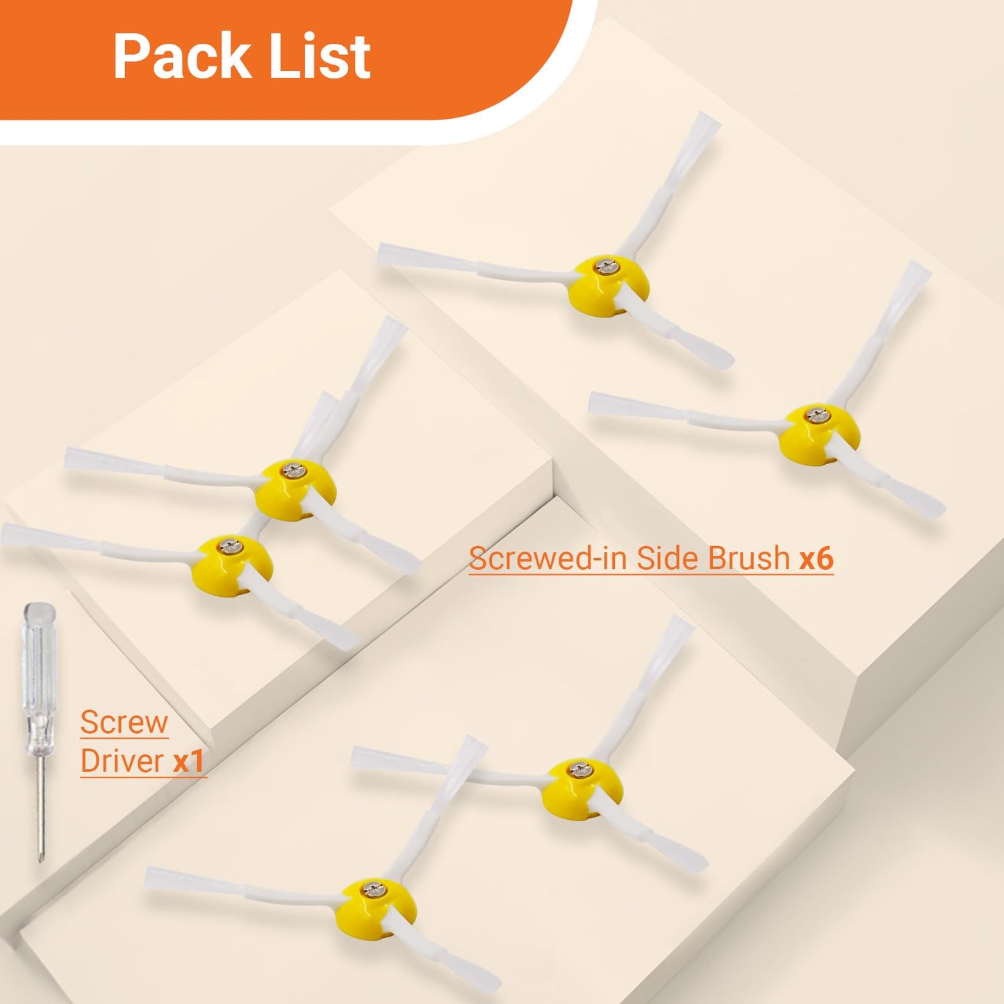 Replacement Parts Side Brush Compatible for iRobot Roomba 600 700 800 900 Series 675 692 694 677 671 614 980 960 985 880 860 866 870 Vacuum Cleaner Accessories,6 Edge Sweeping Side Brush,Screw Driver