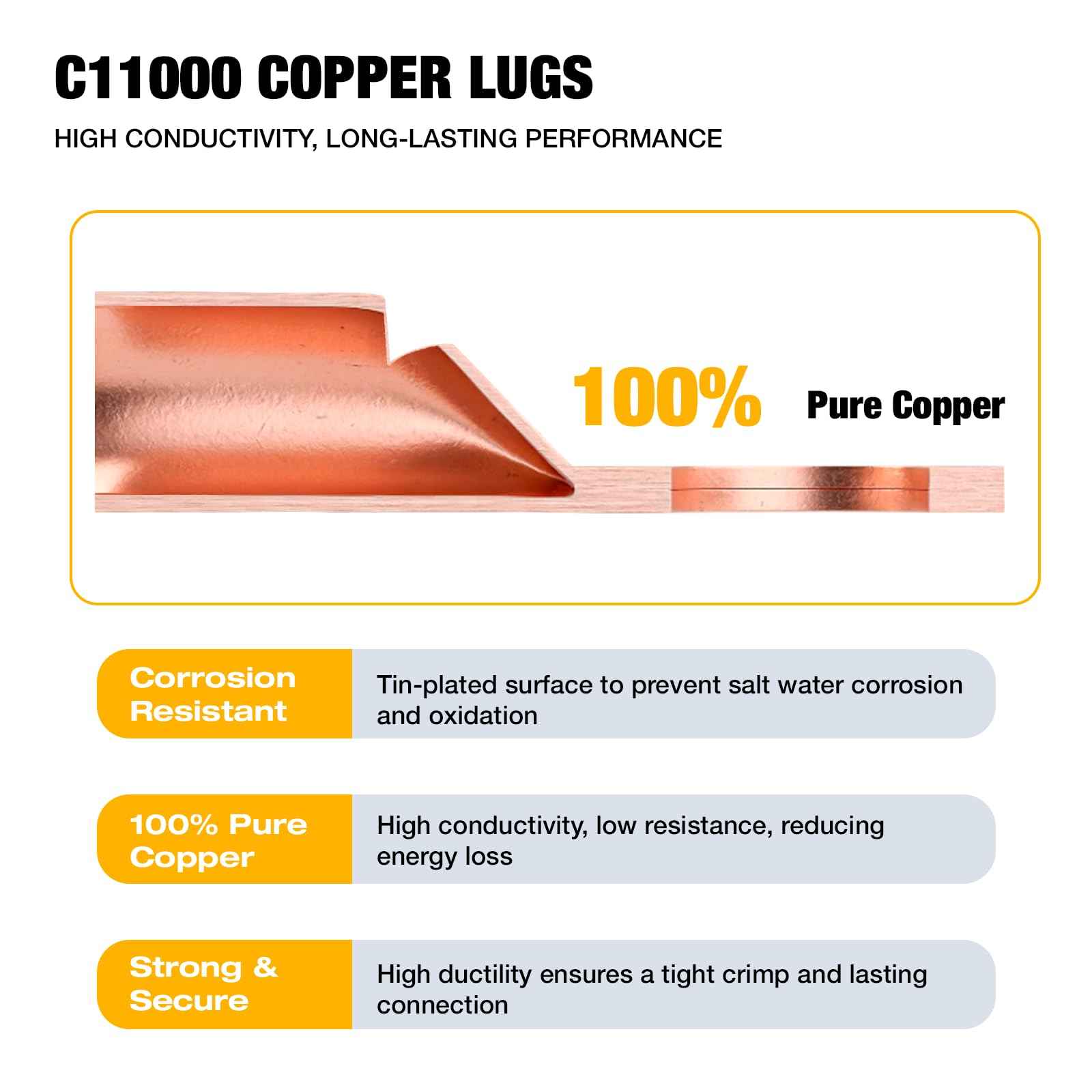 YUZES 200PCS Copper Wire Lugs AWG12 10 8 6 4 2 with Heat Shrink Set, Battery Cable Ends Ring Terminals Connectors, Crimp Terminals for Automotive, Marine, RV, Solar, Inverter & Audio Applications