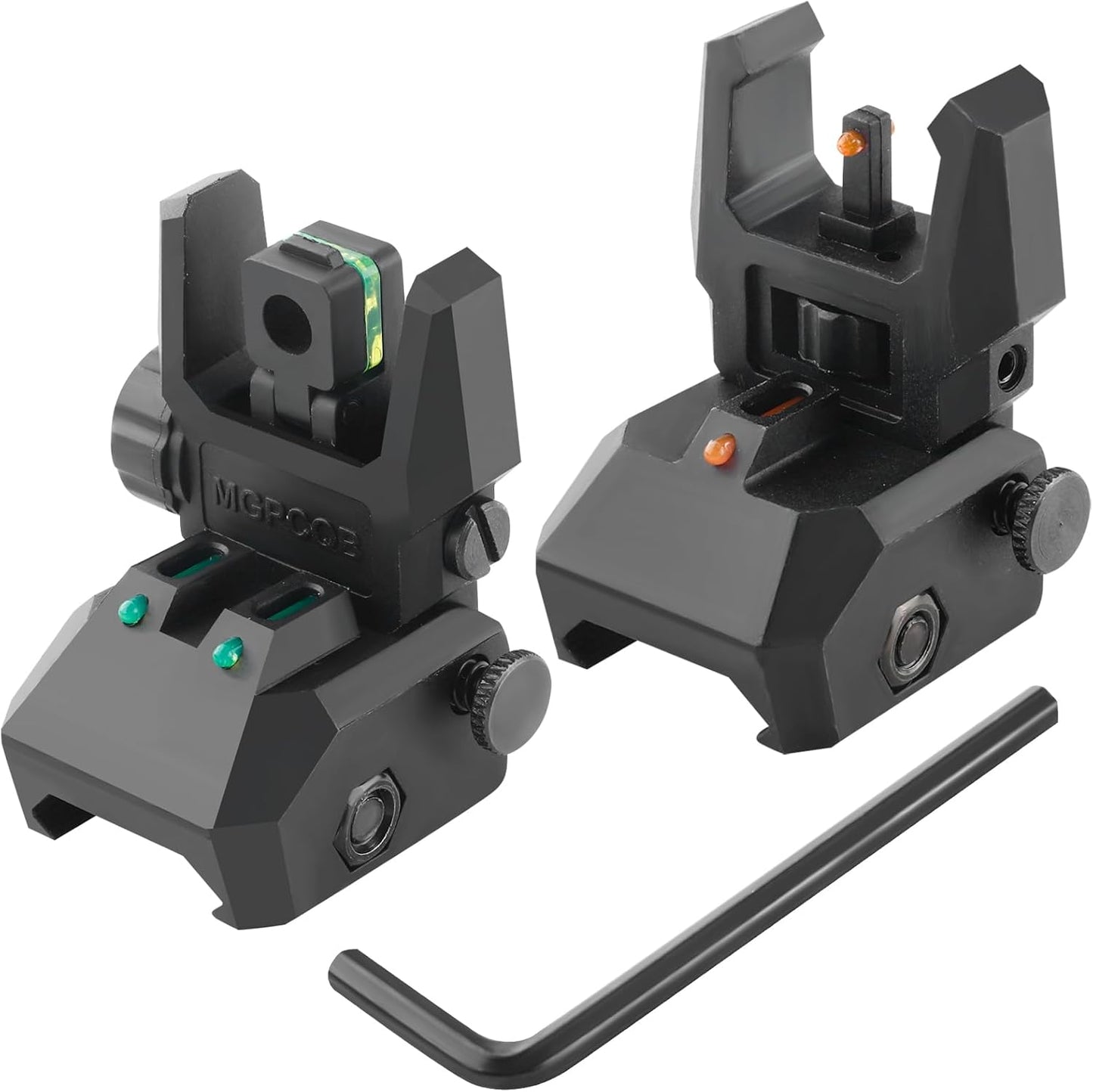 ZBULAR Fiber Optic Sights - Tool-Free Adjustable Flip Up Front & Rear Backup Sights | Green & Red Dots