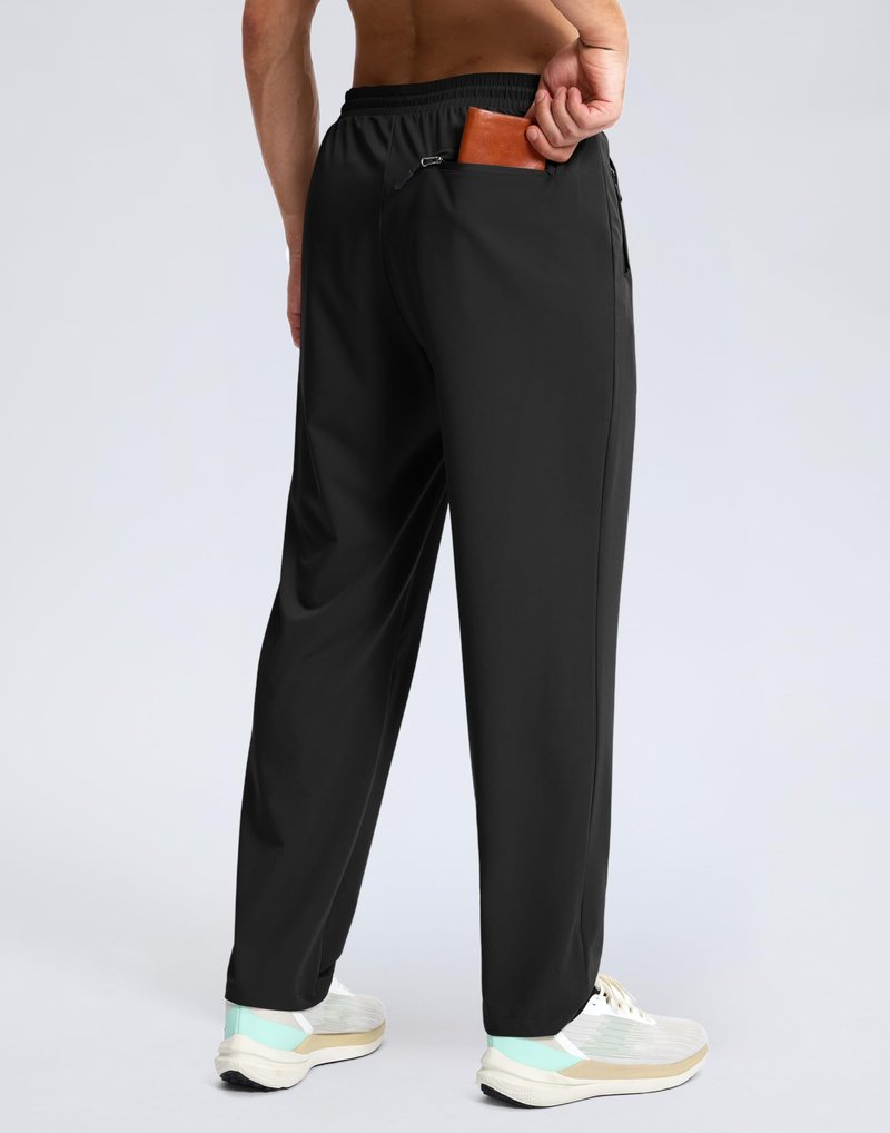 G Gradual Men's Lightweight Pants with 3 Zipper Pockets Athletic Workout Sweatpants Quick Dry Running Hiking Pants for Men Black L